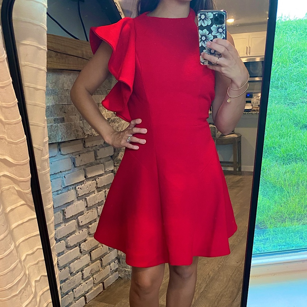 C/MEO Collective Red One Shoulder dress